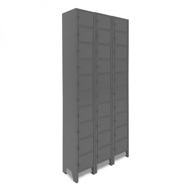 Cell Phone Locker, 20 Gauge, 27 x 9 x 66-9/16, 30 Tiers, Gray
